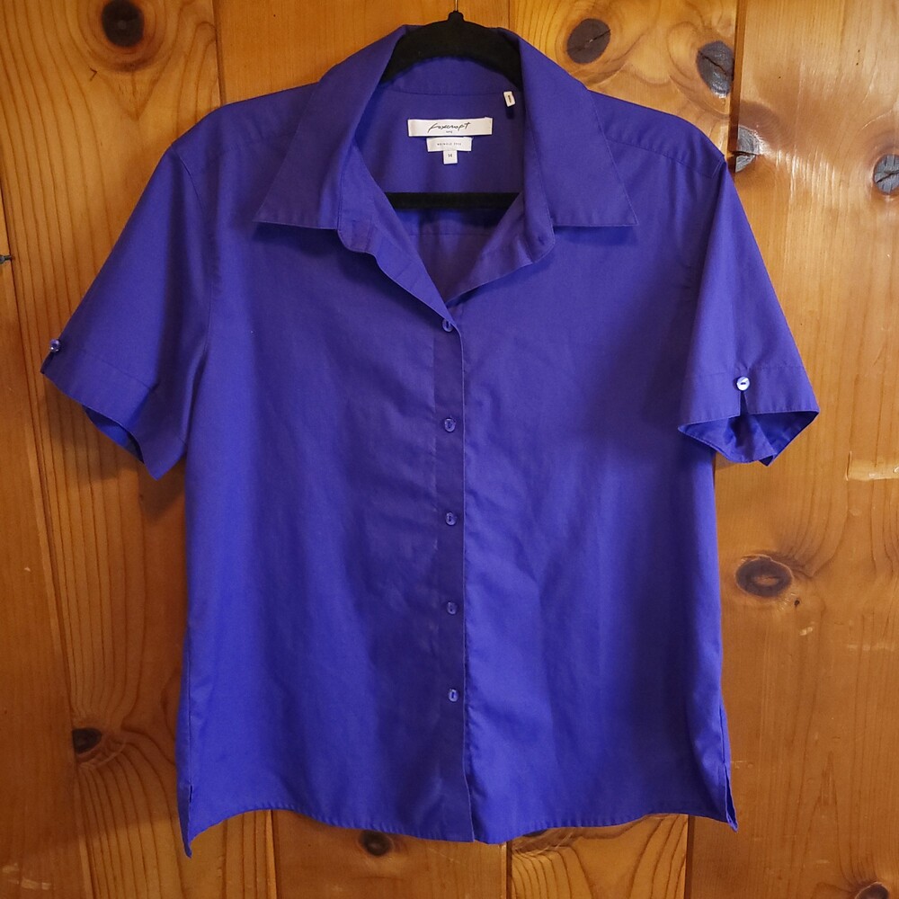 Foxcroft Wrinkle Free Purple Women's Shirt Size 14 Button Front